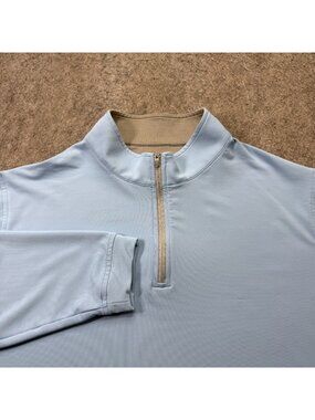 Peter Millar 1/4 Zip Pullover Men 2XL Light Blue Perth Performance Long Sleeve